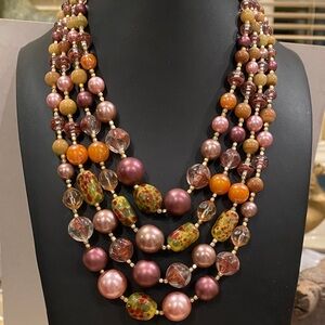 Japan Chic Multicolor Art Glass  Beaded Necklace